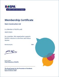 RoSPA membership certificate
